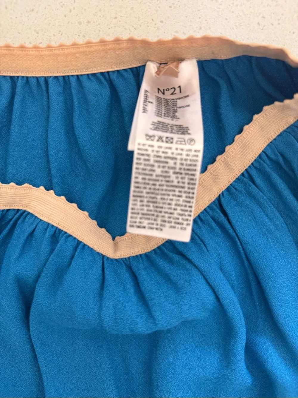 No. 21 Electric Blue Asymmetrical Skirt with Black Patch